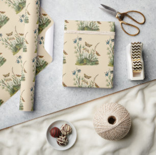 Vintage Garden Insects, Butterflies, Caterpillars Wrapping Paper