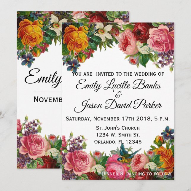 Vintage Garden Invitation (fully customisable) (Front/Back)