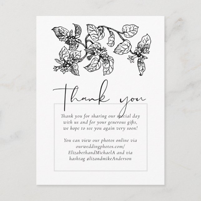 Vintage Garden Leaves Classic Budget Wedding Postcard (Front)