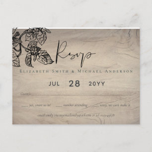 Vintage Garden Leaves Classic Budget Wedding Postcard
