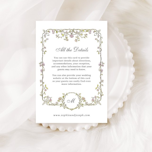 Vintage Garden | Luxe Wedding Guest Details Enclosure Card (Creator Uploaded)