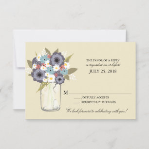 Vintage Garden Mason Jar   RSVP Card