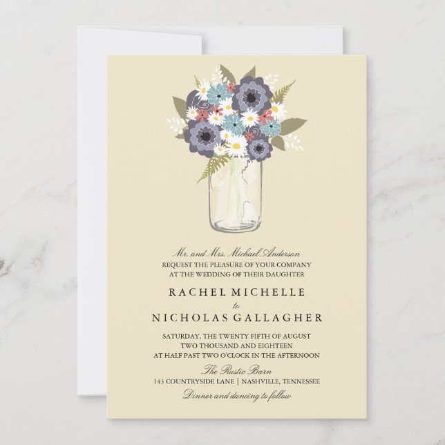Vintage Garden Mason | Wedding Invitation (Front)