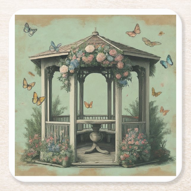 Vintage Garden Party Butterflies Coaster (Front)