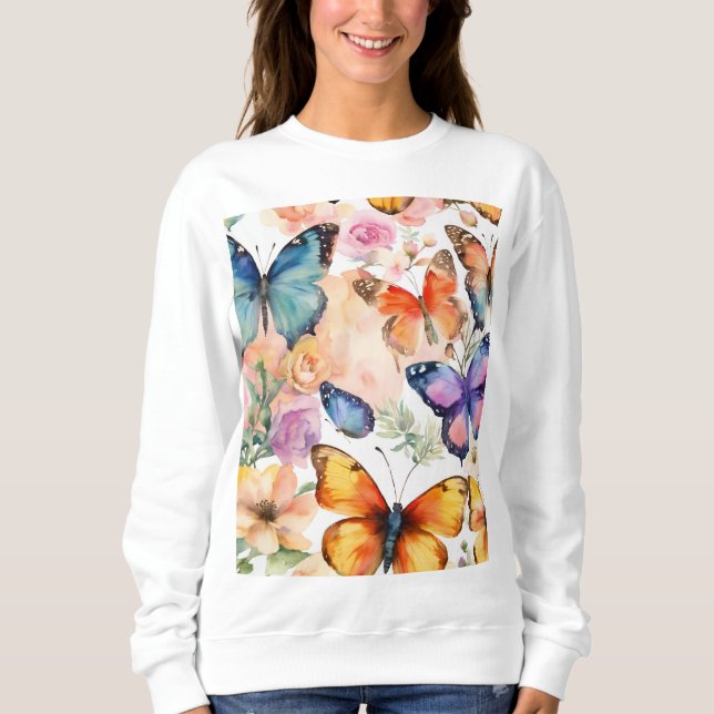 Vintage Garden Party T-Shirt with Butterflies Sweatshirt (Front)