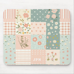 Vintage Garden Patchwork in Dusty Rose & Lavender Mouse Pad