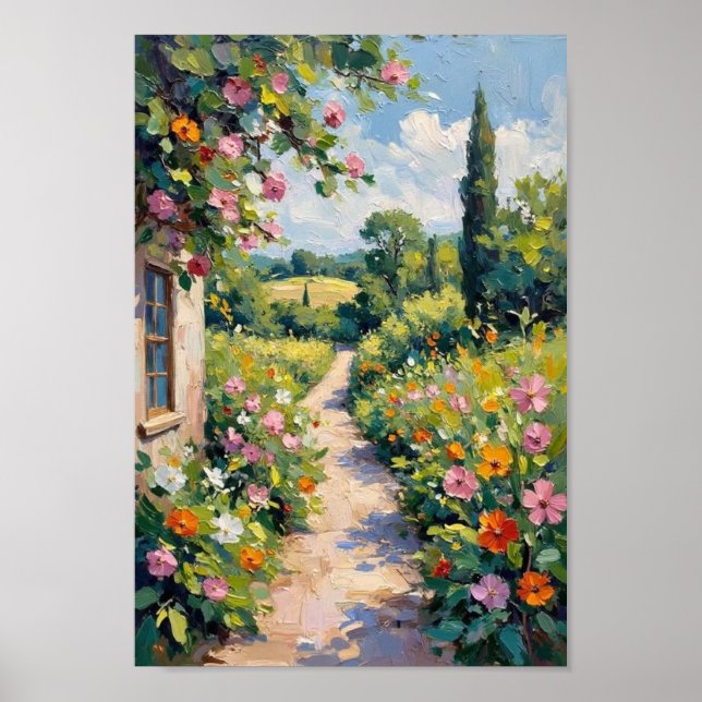 Vintage Garden Path Floral Art Poster (Front)