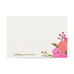Vintage Garden Personalised Stationery Note Card<br><div class="desc">Hand painted pink and red floral design by Shelby Allison.</div>
