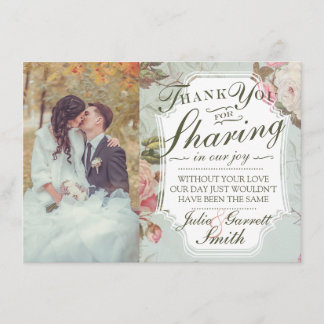 Vintage Garden Photograph Wedding Thank You Note Invitation