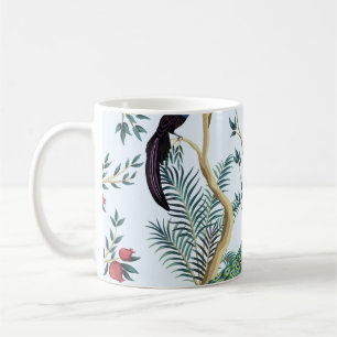 Vintage garden pomegranate fruit tree, exotic bird coffee mug