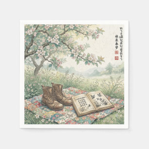 Vintage Garden Reading Picnic Art Napkin