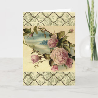 Vintage Garden Rose Card