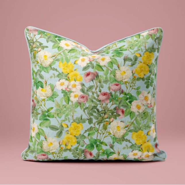 Vintage Garden Rose Pillow in Soft Sage (Creator Uploaded)