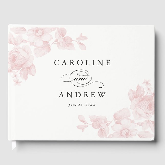 Vintage garden rose wedding guest book (Front)