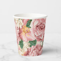 Vintage Garden Roses and Hydrangeas Floral Pattern