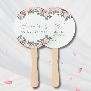 Vintage Garden Roses Bridal Shower Thank You Hand Fan