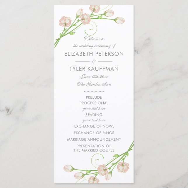 Vintage Garden Roses Wedding Program Programme (Front)