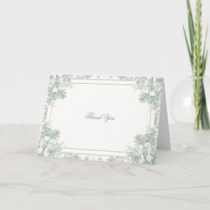 Vintage Garden Sage Green French Floral Wedding Thank You Card