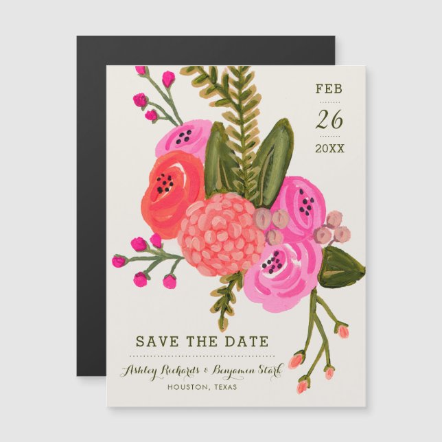 Vintage Garden Save the Date Magnetic Invitation (Front/Back)