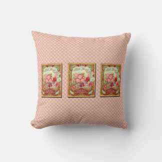 Vintage Garden Seed Throw Pillow Design 1