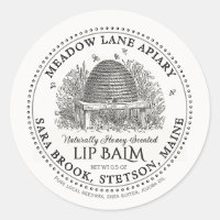 Vintage Garden Skep Beeswax Lip Balm Label 