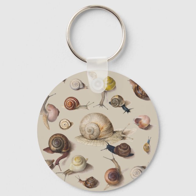 Vintage Garden Snails Scientific Illustration Key Ring (Front)