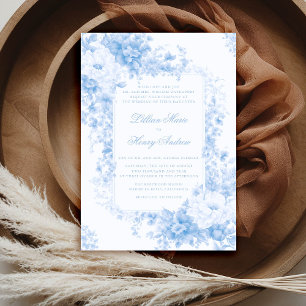 Vintage Garden Something Blue Toile Formal Wedding Invitation