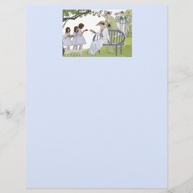 Vintage Garden Tea Party  Custom Letterhead (Front)