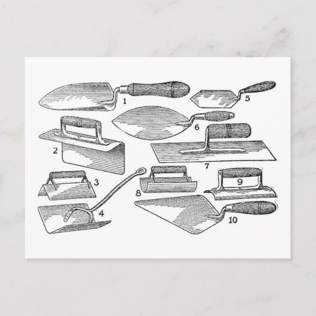 Vintage Garden Tools Postcard (Front)