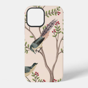 Vintage garden tree, bird floral seamless pattern iPhone 12 case