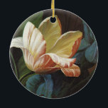 Vintage Garden Tulip in Bloom, Victorian Flowers Ceramic Tree Decoration<br><div class="desc">Vintage illustration Victorian floral love and romance image featuring a blooming striped tulip in the garden.</div>