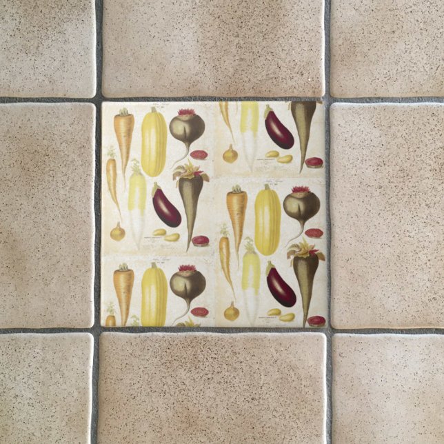 Vintage Garden Vegetables Kitchen Art  Tile (Creator Uploaded)