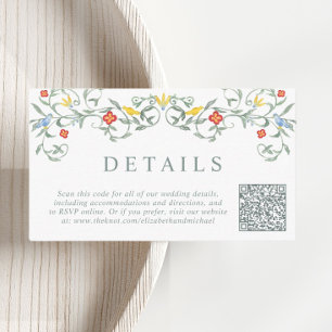 Vintage Garden Watercolor QR Code Wedding Details Enclosure Card