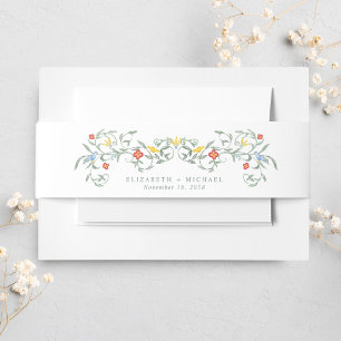 Vintage Garden Watercolor Wedding Invitation Belly Band