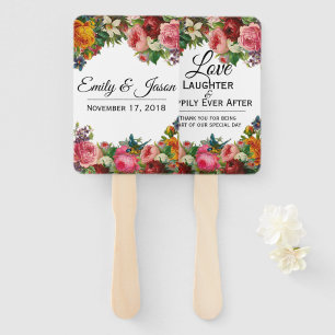 Vintage Garden wedding favour fans