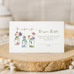 Vintage Garden Wildflower Glass Jar Diaper Raffle  Enclosure Card