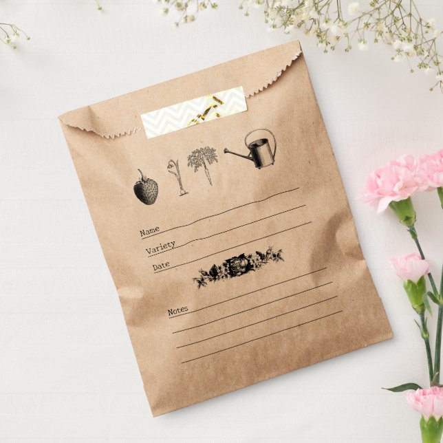 Vintage Gardener Illustrated Seed Saving Favour Bags (Sealed)