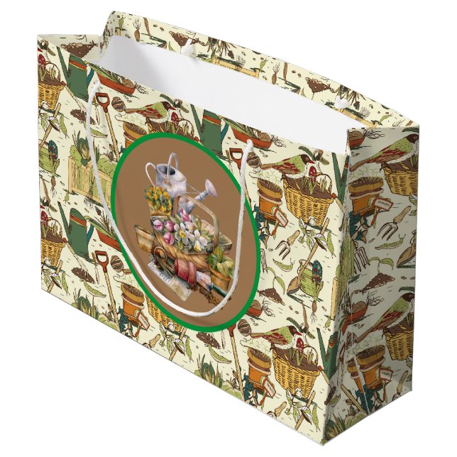 Vintage Gardener Large Gift Bag (Back Angled)