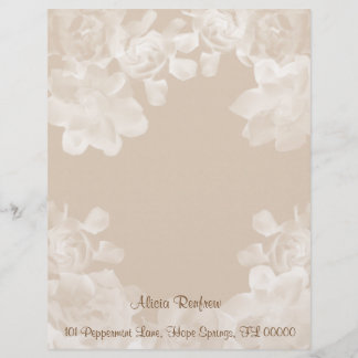 Vintage Gardenia Letterhead Stationery Design