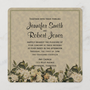 Vintage Gardenia Wedding Invitation