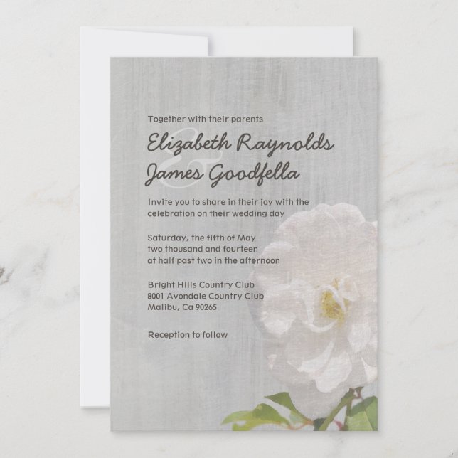 Vintage Gardenia Wedding Invitations (Front)