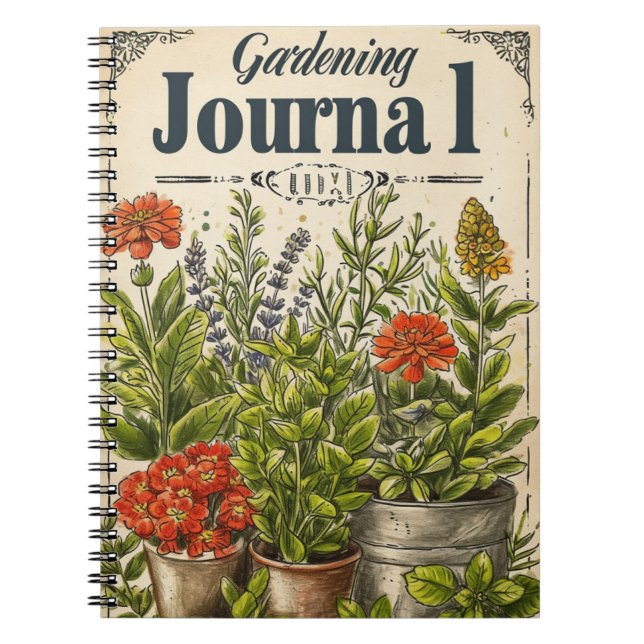 Vintage Gardening Herbs Notebook (Front)