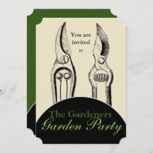 VINTAGE Gardening Tools Garden Party Invitation