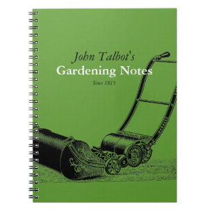 VINTAGE Gardening Tools Lawnmower 2 Garden Notes Spiral Notebook