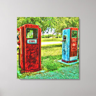 Vintage Gas Pump Photography Canvas Print