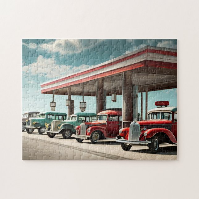 Vintage Gas Station 3 Photo Puzzles Internet Jigsa (Horizontal)