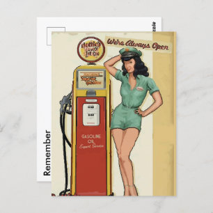 Vintage Gas Station, edit text Postcard