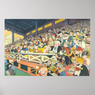 Vintage "Gathered in the Bleachers" Cartoon Print