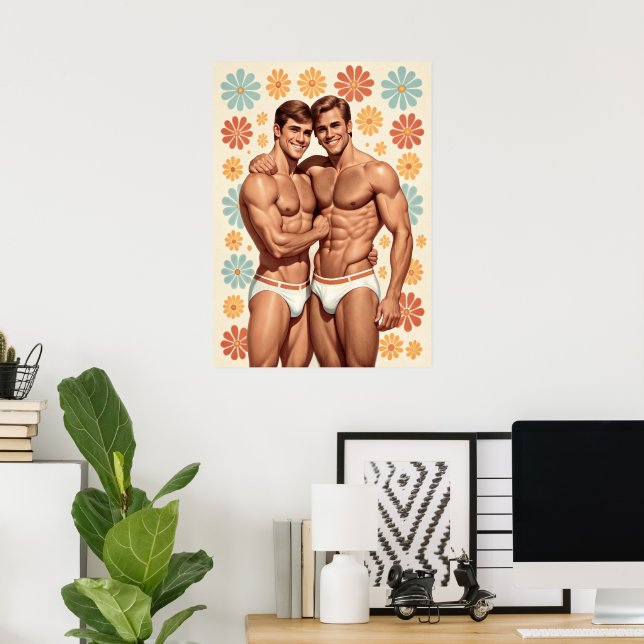 Vintage Gay Flower Power Poster (Home Office)