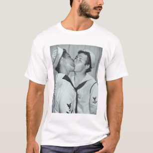 Vintage Gay Men Sailors Kiss Navy DADT T-Shirt